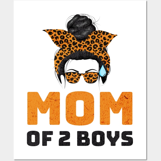 MOM OF 2 BOYS - Leopard Bandana Mom Graphic Wall Art by Nexa Tee Designs